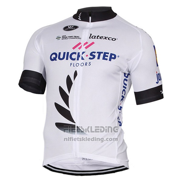 2017 Fietskleding Quick Step Floors Wit Korte Mouwen en Koersbroek
